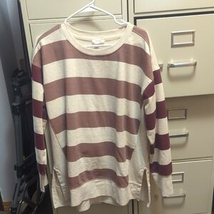 Maurices Willowsoft Burgundy Striped Crewneck Sweatshirt Size L